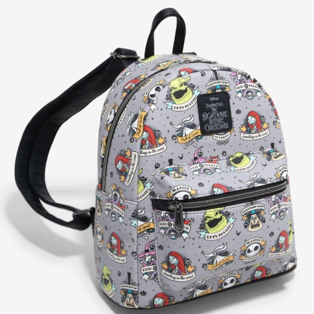 Loungefly The Nightmare Before Christmas Tattoo Art Mini Backpack New with Tags! - Picture 3 of 8
